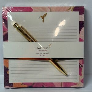 Papyrus Pink Floral Note Pad with Gold Pen Gift Set NEW